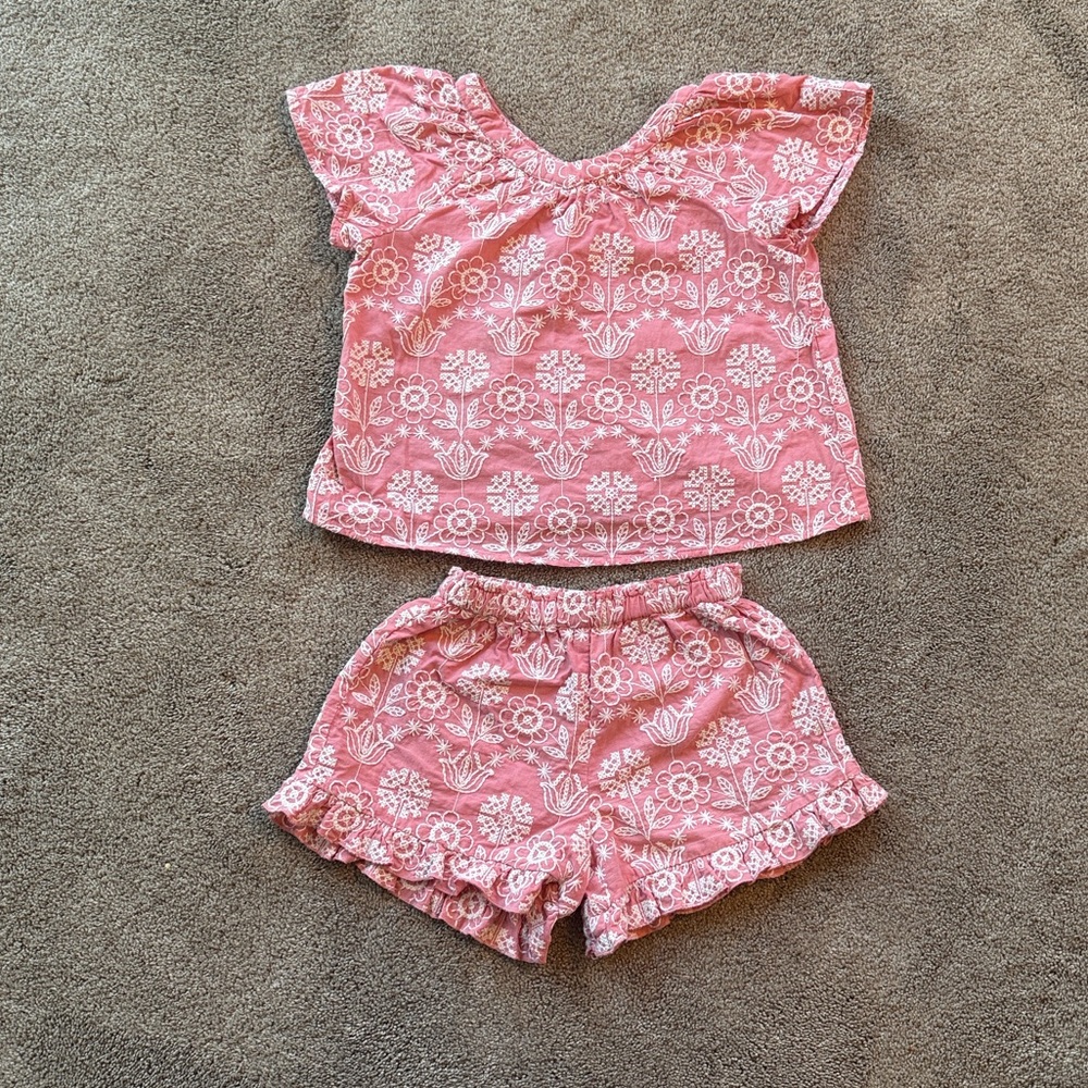 Zara Pink Floral Embroidered Set